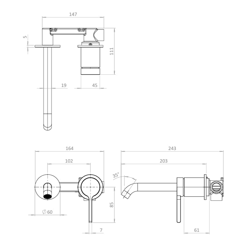 Britton Wall Mounted Basin Tap Britton Hoxton 2.0 2 Hole Wall Mounted Mixer Tap