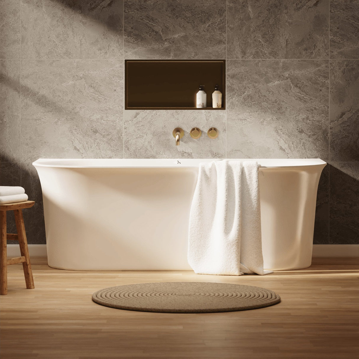 Crosswater Back To Wall Freestanding Bath Gloss White / 1700 x 800mm Crosswater Cursa Back to Wall Freestanding Bath