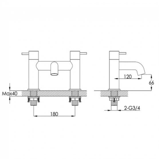 JTP Bath Mixer JTP VOS Bath Filler Tap