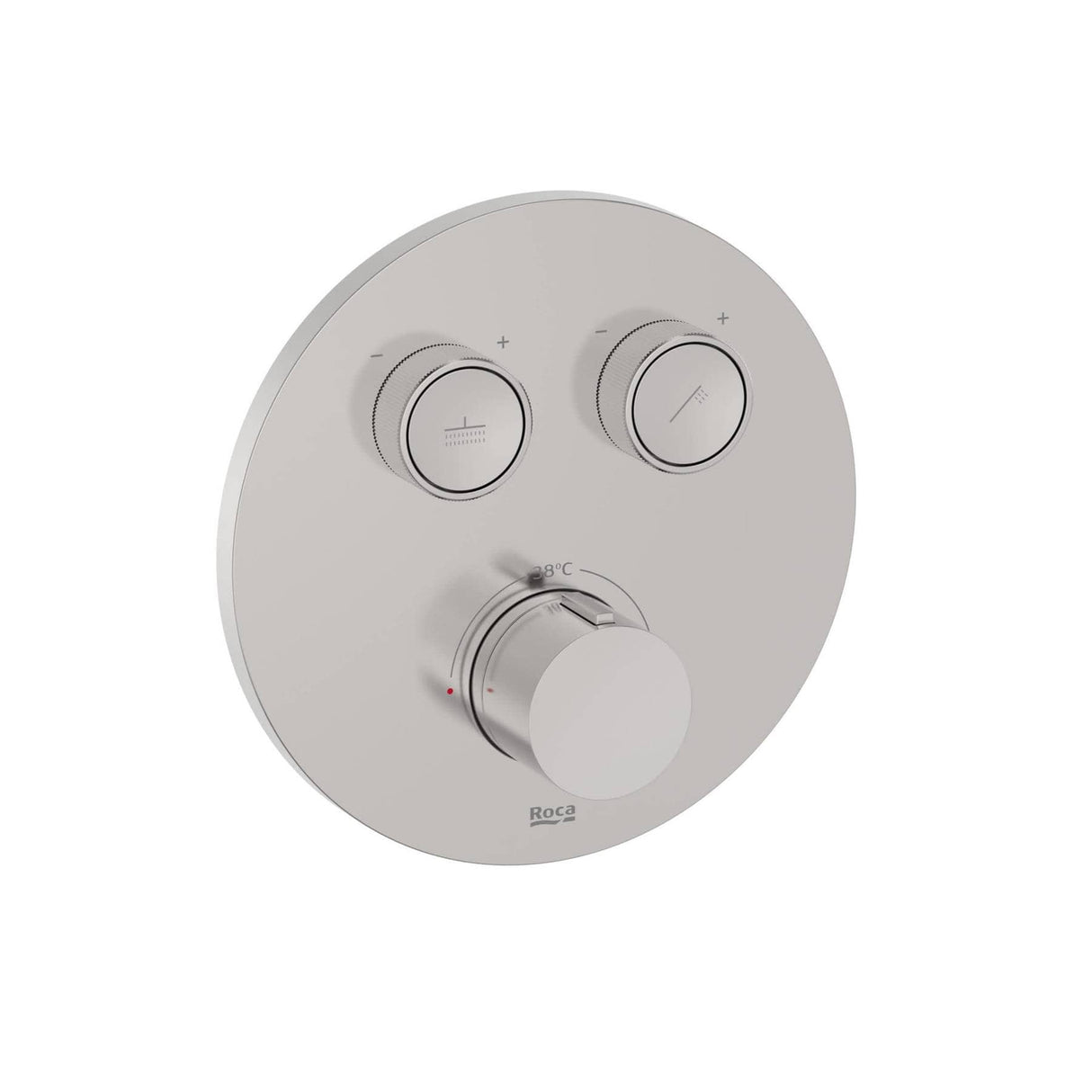 Roca Concealed Shower Set Roca T-3000 Round Switch Thermostatic Concealed Shower Valve with Rainshower Head, Shower Handset and Slide Rail Set