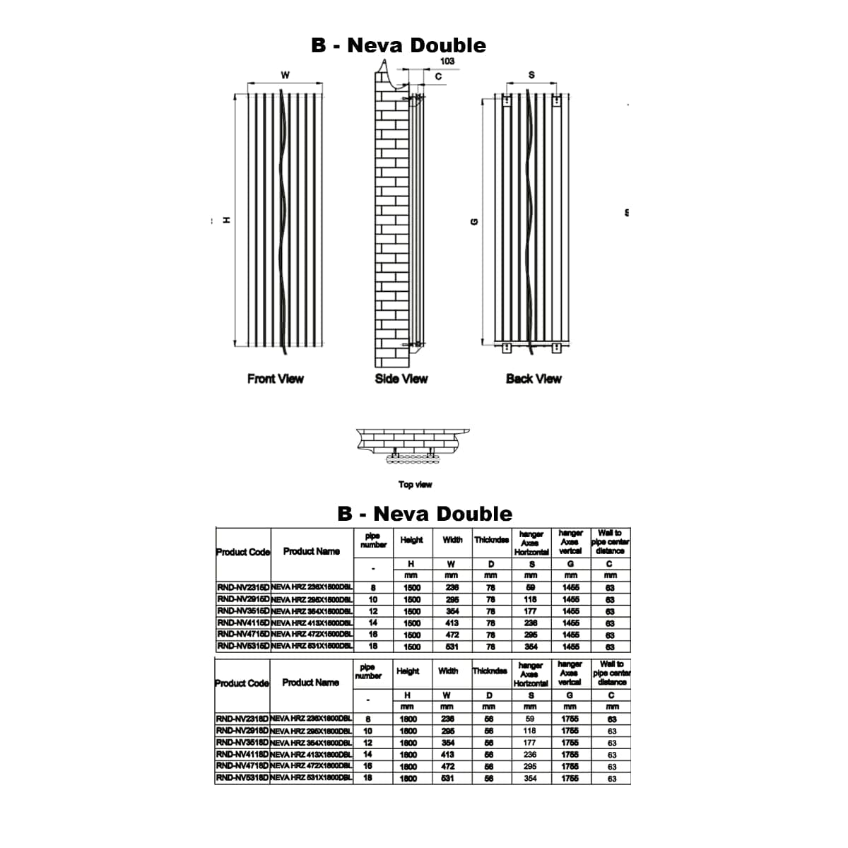 Reina Panel Radiator Reina Neva Vertical Double Panel Central Heating Radiator