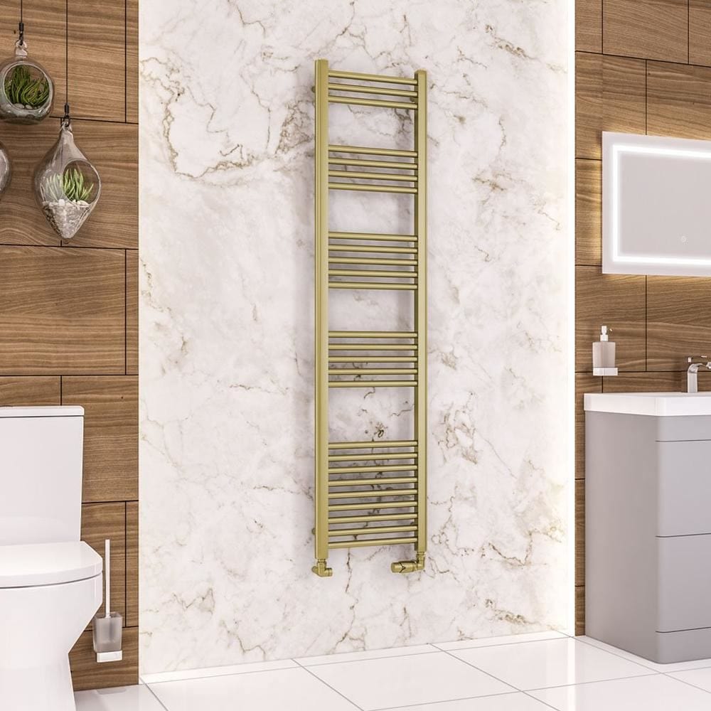 Eastbrook Ladder Rail 1600 x 400 / Central Heating Eastbrook Wendover Straight Heated Towel Rail in Brushed Brass