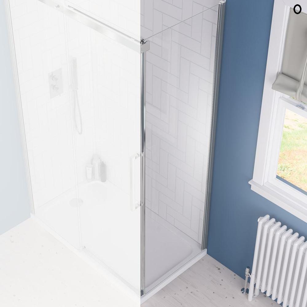 Eastbrook Side Panel Chrome / 760mm Eastbrook Corniche 2000 8mm Side Panel for Sliding Doors