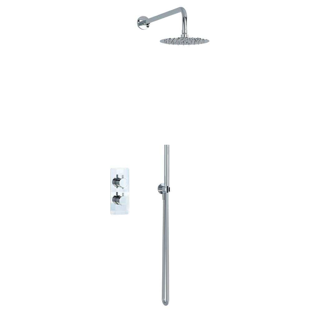 Imex Concealed Shower Set Imex Ravine 2 Handle, 2 Outlet Shower Set with 200mm Rainfall Shower Head, Pencil Handset and Hose