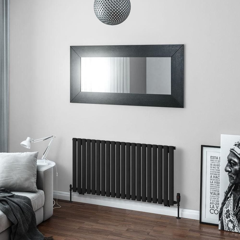 Eastbrook Panel Radiator 600 x 1179mm Eastbrook Tunstall Straight Horizontal Designer Radiator in Matt Black