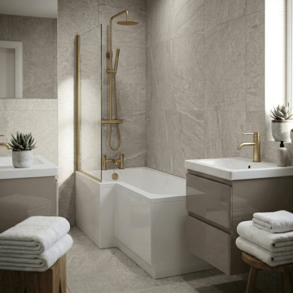 Aquarius Bathrooms Exposed Shower Set Aquarius RF-Series Complete Shower Brassware Pack with Basin Mixer, Bath Mixer & Exposed Shower