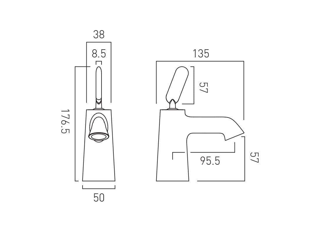 VADO Mono Basin Tap Vado Arrondi Mini Mono Basin Mixer Tap in Chrome