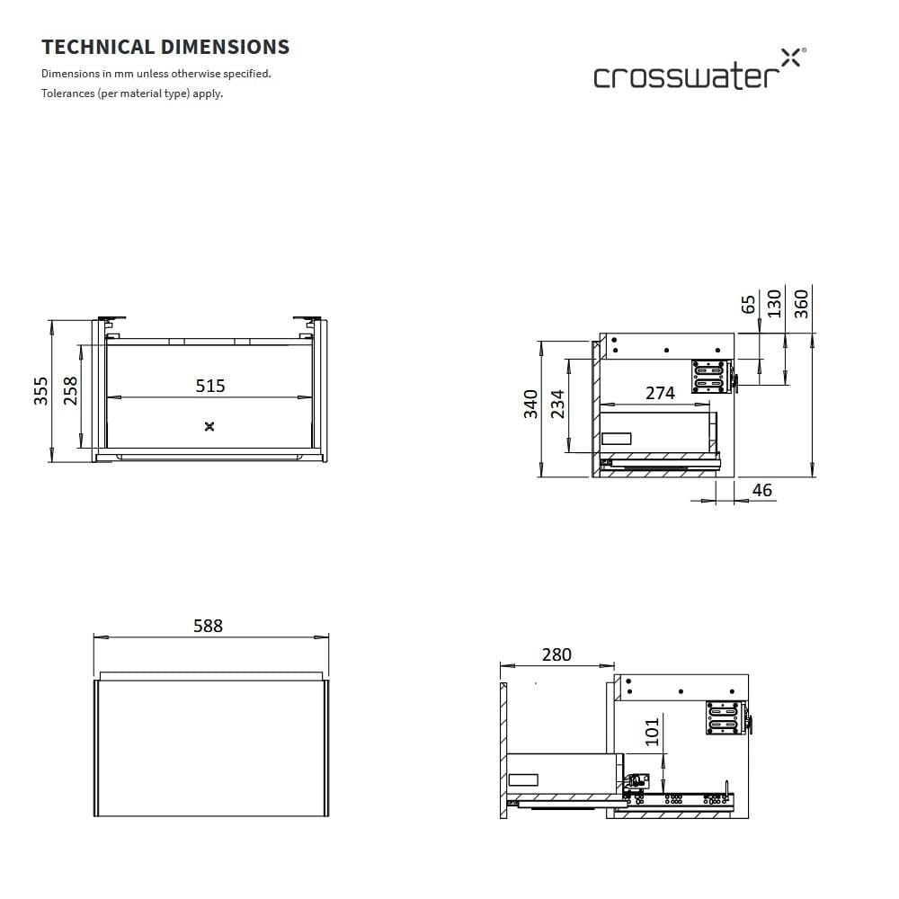 Crosswater Wall Mounted Vanity Unit Crosswater Mada Wall Mounted Vanity Unit