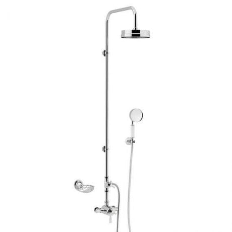 Heritage Exposed Shower Set Heritage Gracechurch Mother of Pearl Exposed Shower Set with Deluxe Fixed Riser Kit, Showerhead, Handset and Hose in Chrome