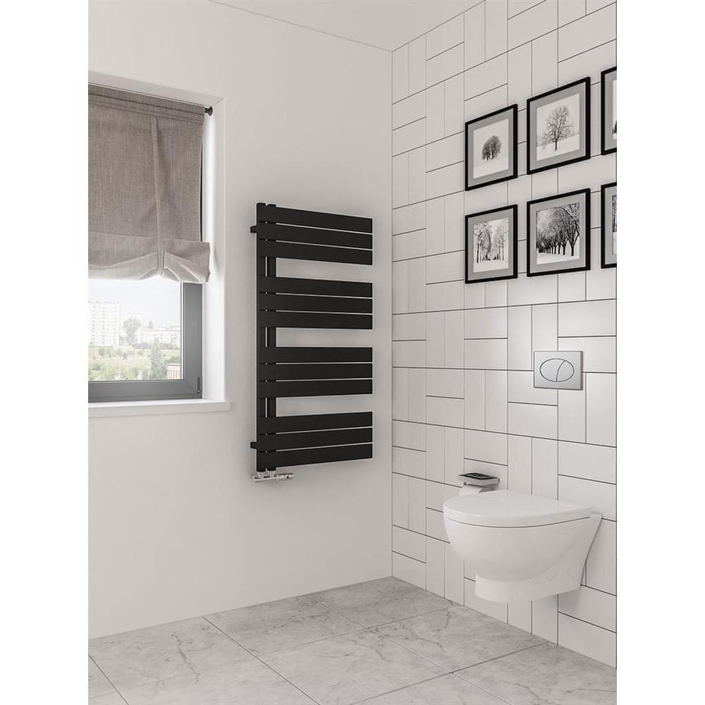 Eastbrook Designer Towel Rail 1150 x 600 / Central Heating Eastbrook Helmsley Straight Vertical Designer Towel Rail in Matt Black