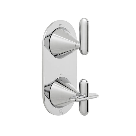 VADO Concealed Shower Valve Vado Tablet Arrondi 1 Outlet, 2 Handle Concealed Thermostatic Shower Valve in Chrome
