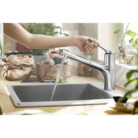 UK Bathroom Store Kitchen Tap Hansgrohe Zesis M33 Single Lever Kitchen Mixer Tap 150 with Pull-Out Spray