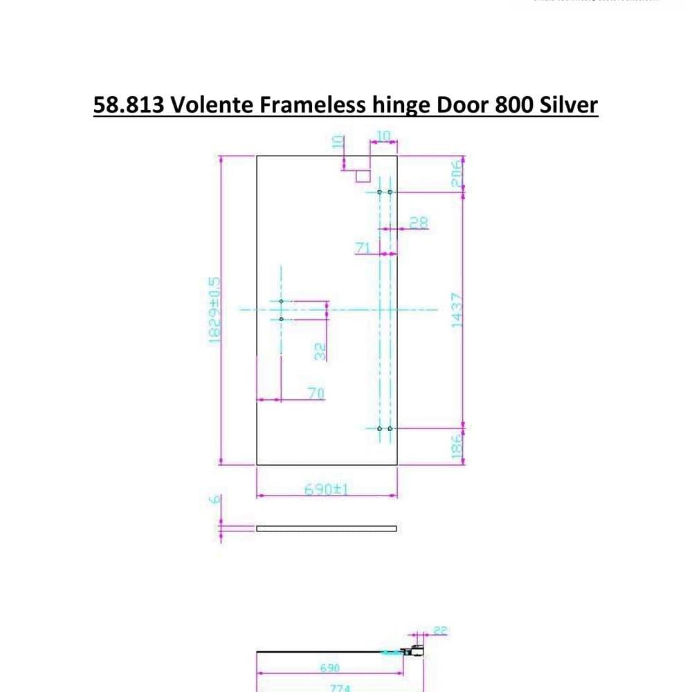 Eastbrook Hinged Shower Door 800mm Eastbrook Volente 6mm Frameless Hinged Door in Polished Chrome