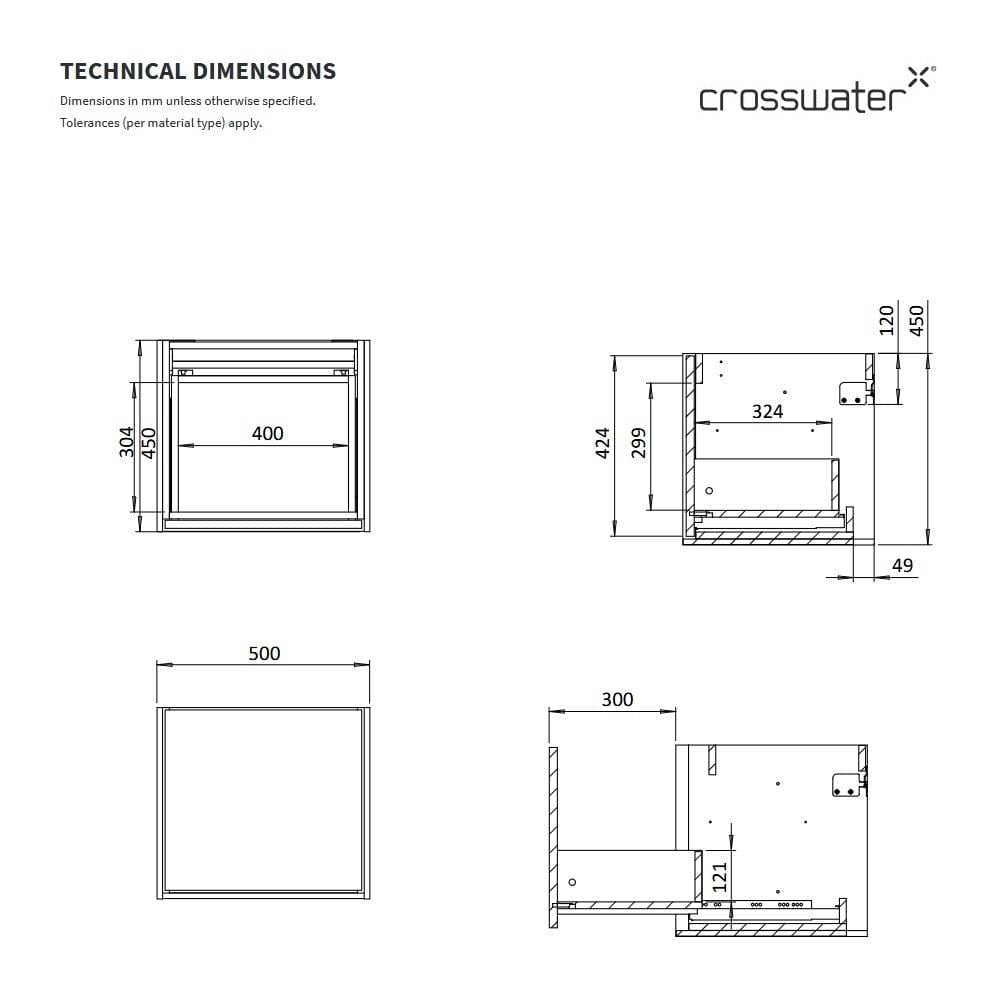 Crosswater Infinity Wall Mounted Vanity Unit with Worktop