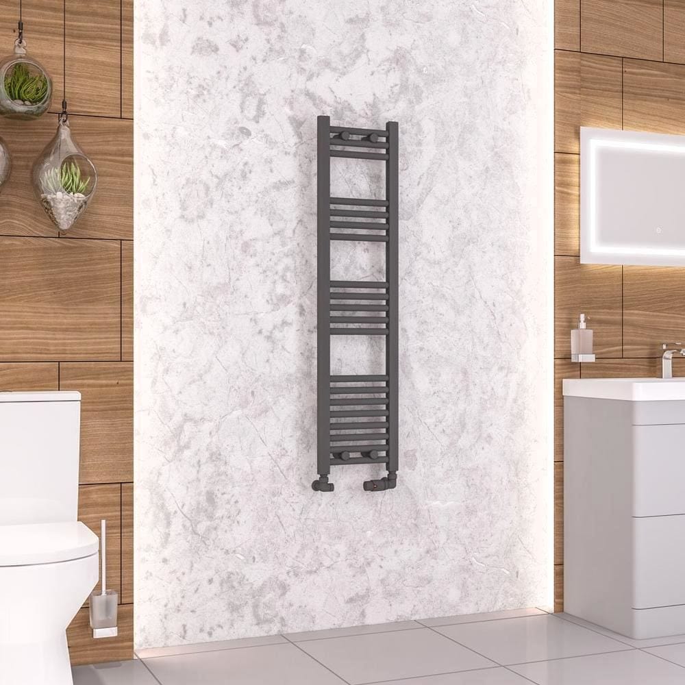Eastbrook Ladder Rails 1200 x 300 / Duel Fuel Eastbrook Wendover Straight Heated Towel Rail in Anthracite