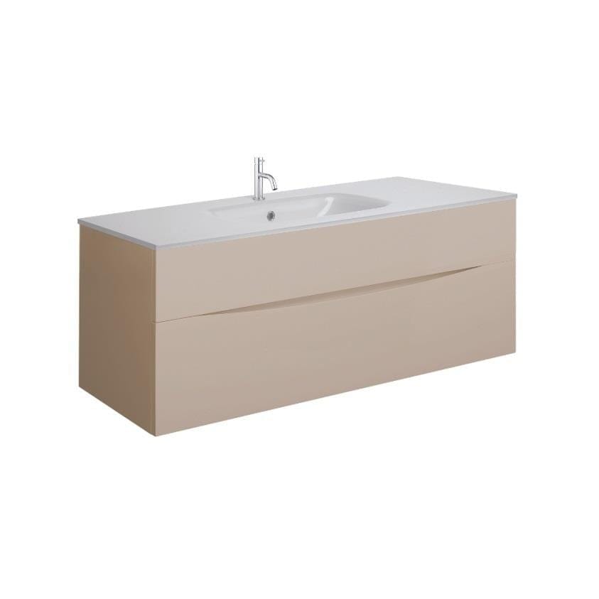 Crosswater Wall Mounted Vanity Unit Warm Stone / 1000mm Crosswater Glide II 2 Drawer Vanity Unit with Basin