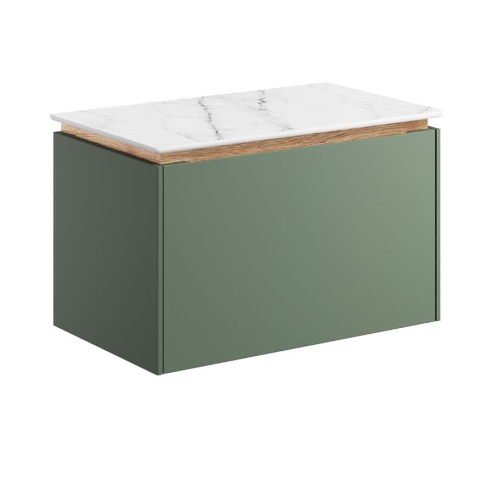 Crosswater Wall Mounted Vanity Unit Sage Green / 600mm / Carrara Marble Countertop Crosswater Mada Wall Mounted Vanity Unit
