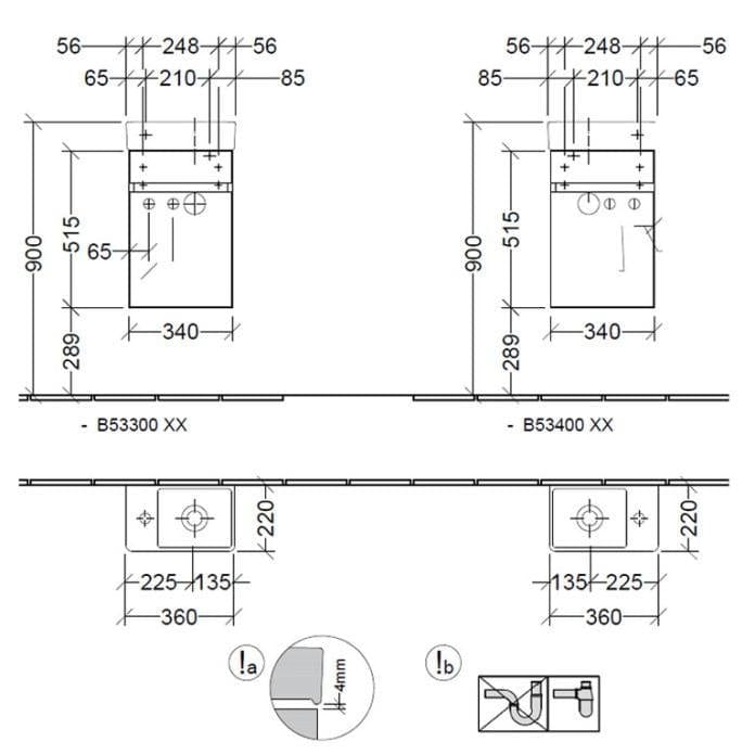 Villeroy & Boch Cloakroom Vanity Unit Villeroy & Boch Arto Wall Mounted 360mm One Door Cloackroom Vanity Unit with Basin
