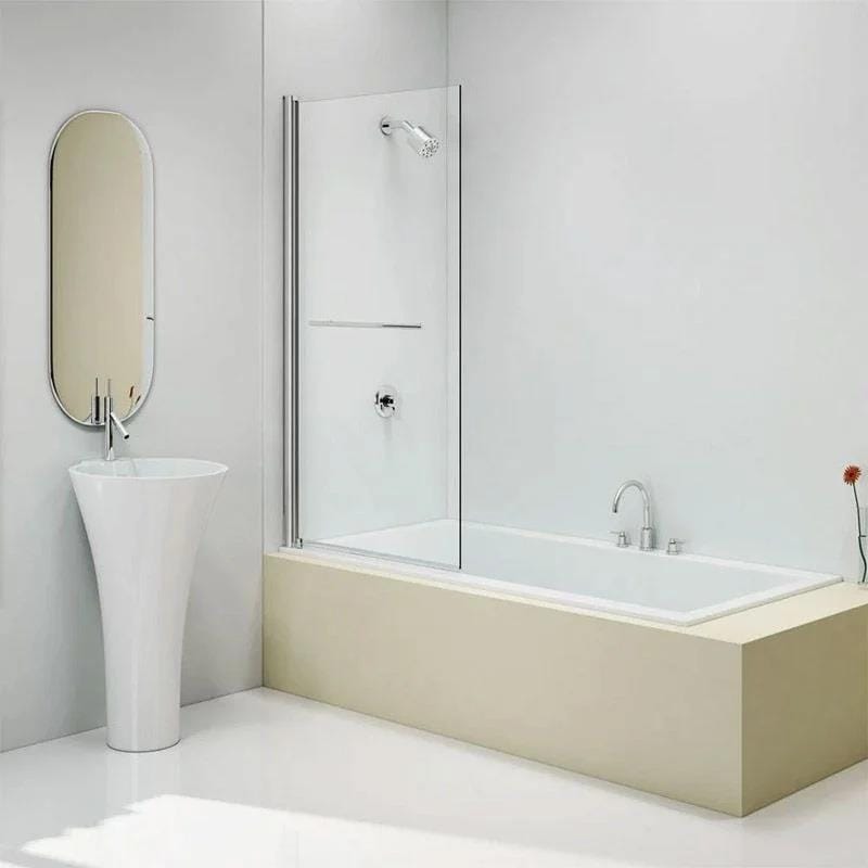 Merlyn Bath Screen Merlyn Single Square Bathscreen with Towel Rail with HydraSEAL Technology