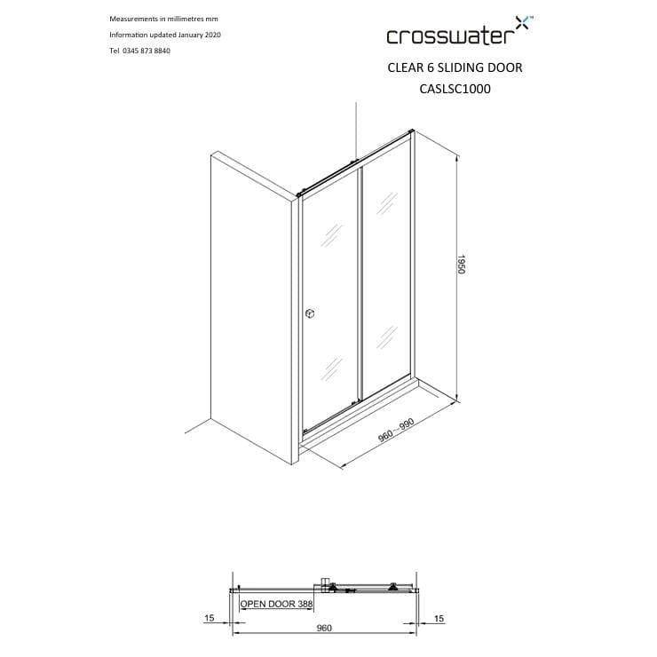Crosswater Sliding Shower Door Crosswater Clear 6 Single Sliding Shower Door