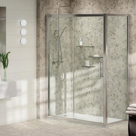 Aquarius Shower Door Silver / 800mm Aquarius Pluvia 6mm Shower Door Side Panel