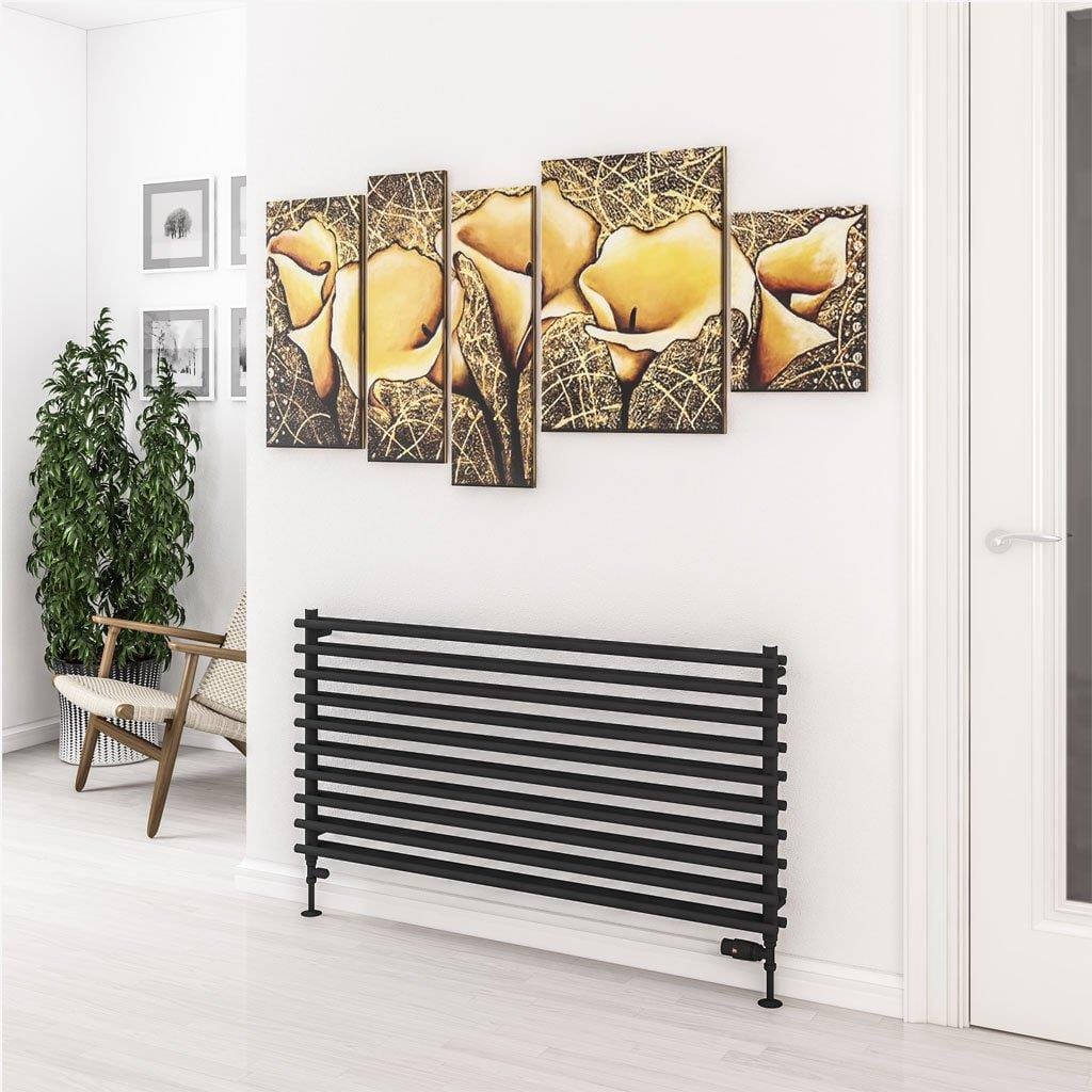 Eastbrook Designer Towel Radiator 600 x 1200mm Eastbrook Murano Horizontal Designer Radiator in Matt Black