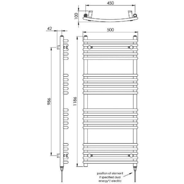 Vogue Designer Towel Radiator Vogue Melody Curved Designer Towel Radiator in Chrome