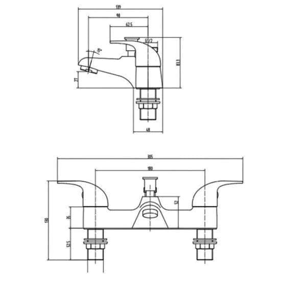 RAK Bath Mixer RAK Basic Modern Bath Filler Tap in Chrome