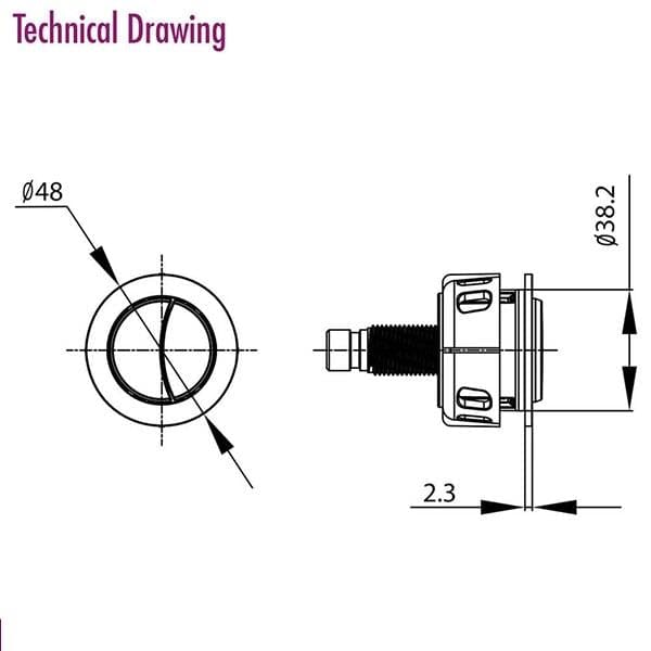 Crosswater Flush Plate Matt Black Crosswater Flush Button and Cable