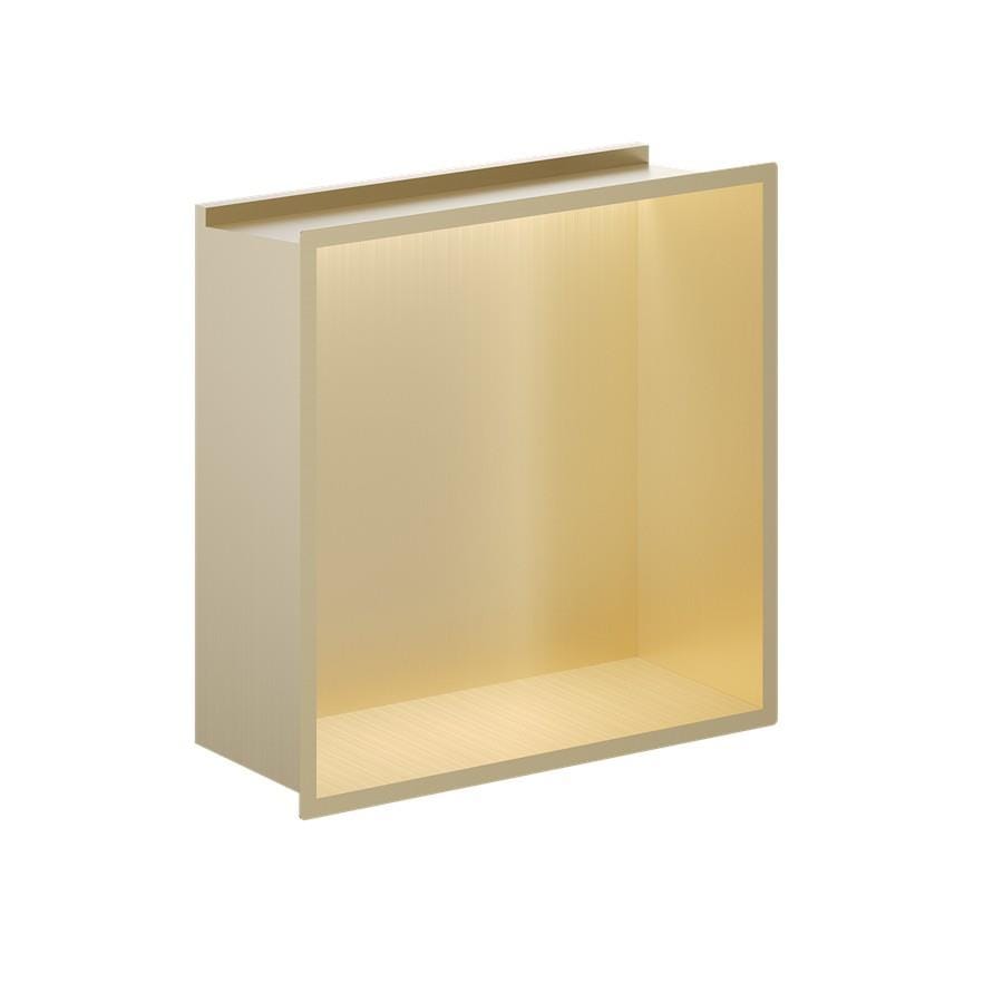 Crosswater Shelf Brushed Brass Crosswater Square Shower Niche with LED - 305 x 305mm