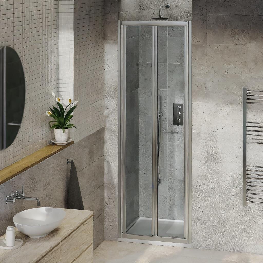 Aquarius Bi-Fold Shower Door 760mm Aquarius Pluvia 8mm Bifold Shower Door in Silver