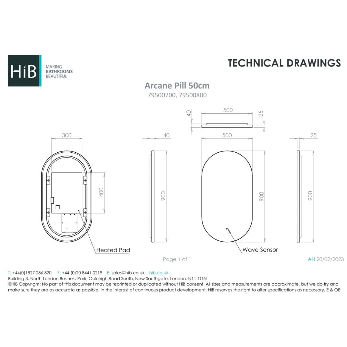 hib. Illuminated Mirror hib. Arcane Pill 50 LED Illuminated Mirror