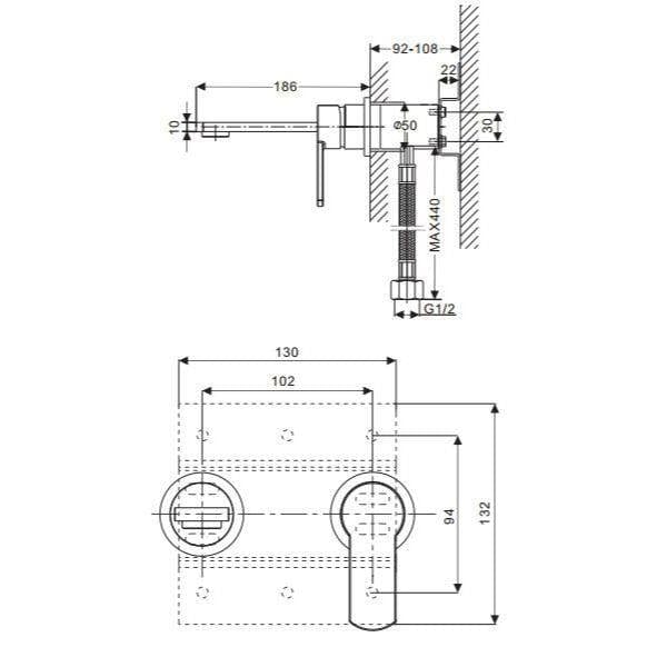 Crosswater Wall Mounted Basin Tap Crosswater Wisp 2 Hole Wall Mounted Basin Mixer Tap in Chrome