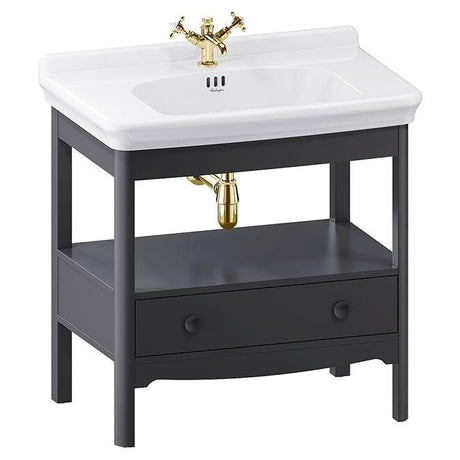 Burlington Floor Standing Vanity Unit Ashbee Grey / 1 Hole Burlington Guild Floor Standing 850mm Vanity Unit with Basin