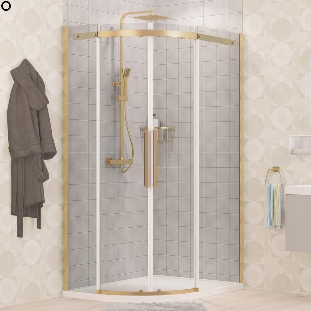 Eastbrook Quadrant Shower Enclosure Brushed Brass / 1100 x 800mm / Right Handed Eastbrook Corniche 2000 8mm Quadrant Shower Enclosure