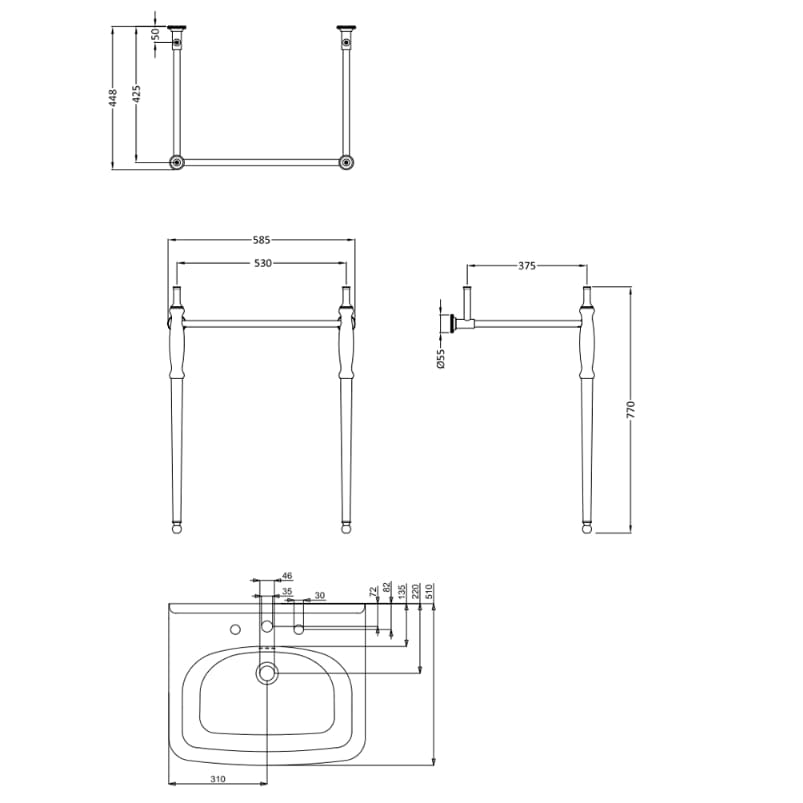 Burlington Wall Hung Basin Burlington Guild Basin with Pedestal or Washstand