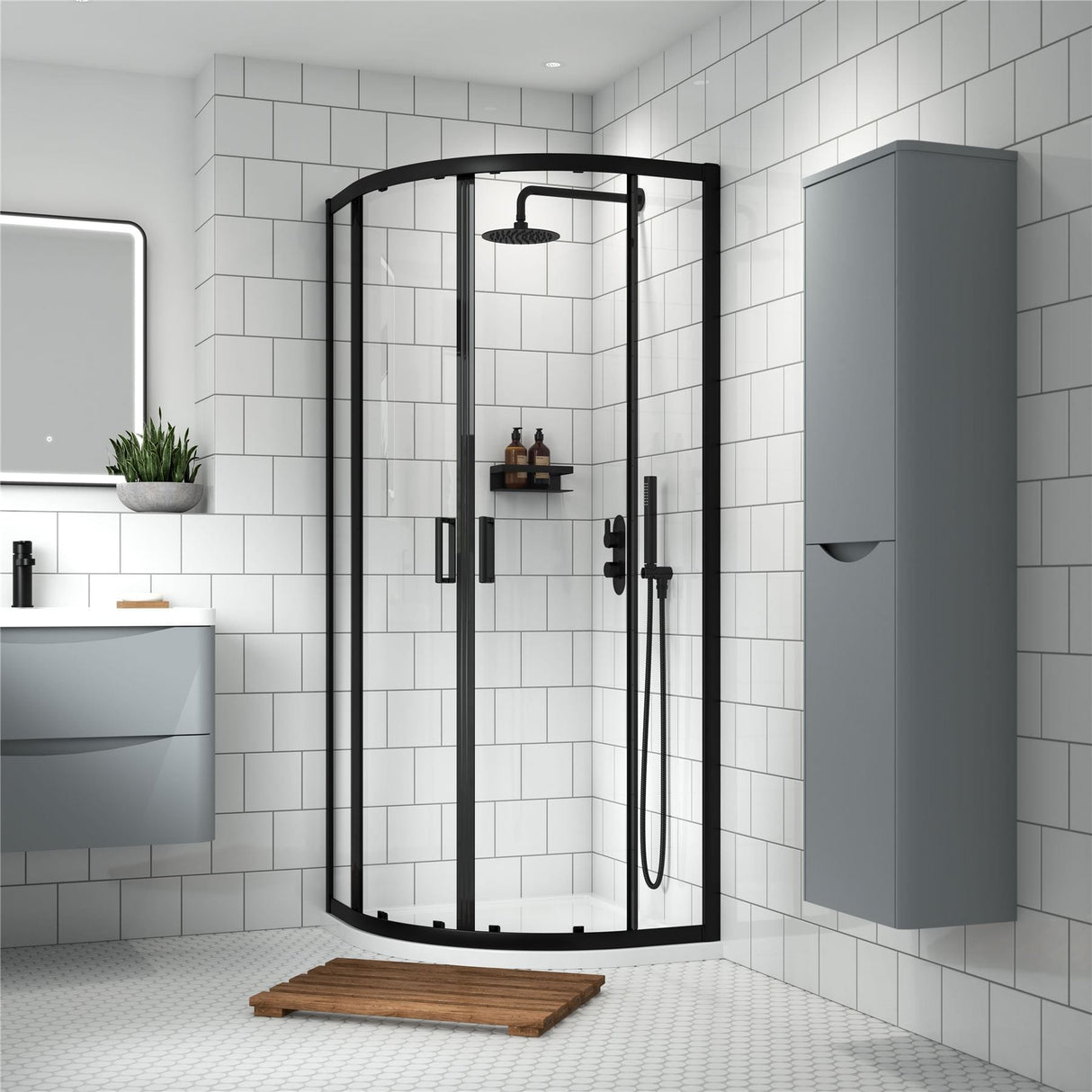 Aquarius Bathrooms Quadrant Shower Enclosure Matt Black / 900x900mm Aquarius Urbano 6mm Quadrant Shower Enclosure 1850mm