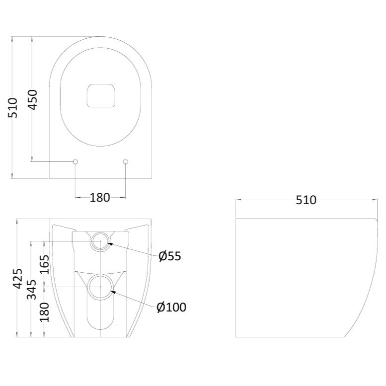 Crosswater Back To Wall Toilet Crosswater Glide II Back to Wall Rimless Toilet with Quick Release Soft Close Seat