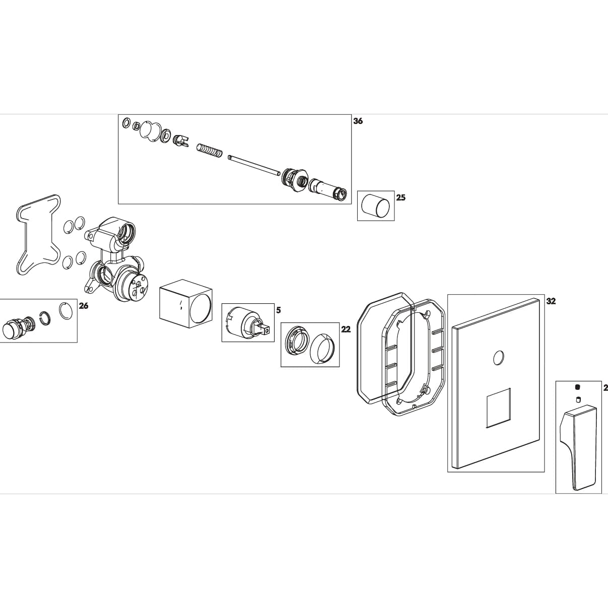 Villeroy & Boch Concealed Shower Valve Villeroy & Boch Architectura Concealed 2-Outlet Single Lever Trim Set