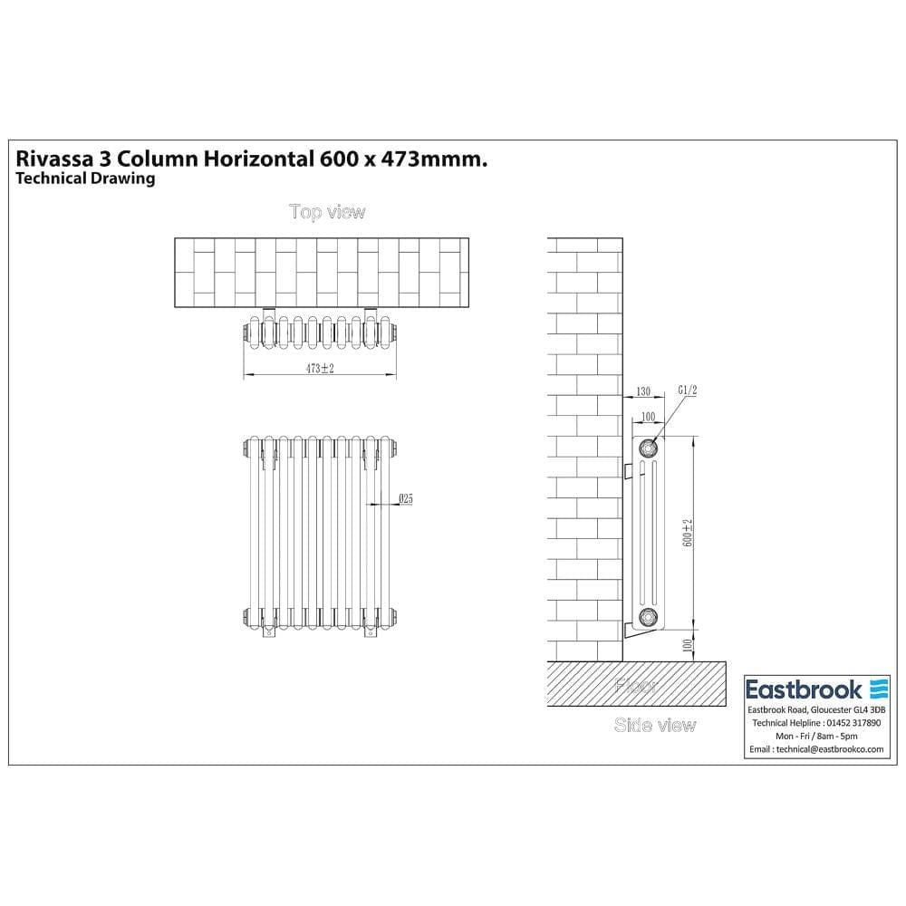 Eastbrook Rivassa Traditional 3 Column Radiator in White