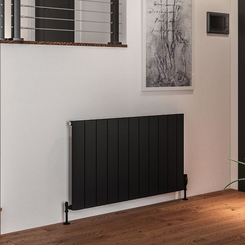 Eastbrook Panel Radiator 600 x 1040 / Central Heating Eastbrook Peretti Straight Horizontal Aluminum Radiator in Matt Black
