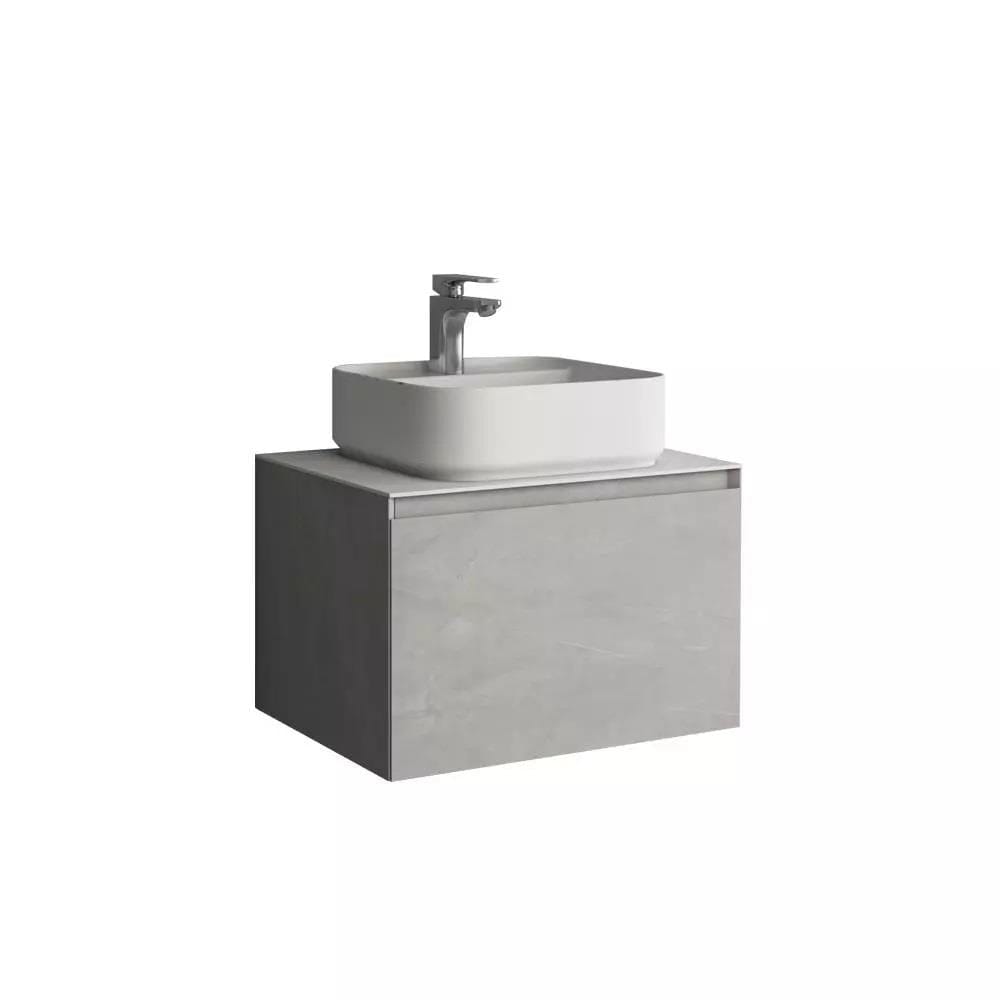 Aquarius Wall Mounted Vanity Unit Slate / Solid White Aquarius JF-Series 600mm Single Drawer Vanity Unit with Countertop