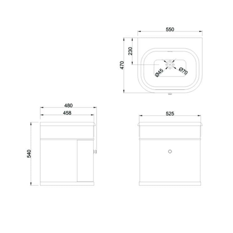 Burlington Chalfont 550mm Wall Mounted Single Drawer Vanity Unit with Basin