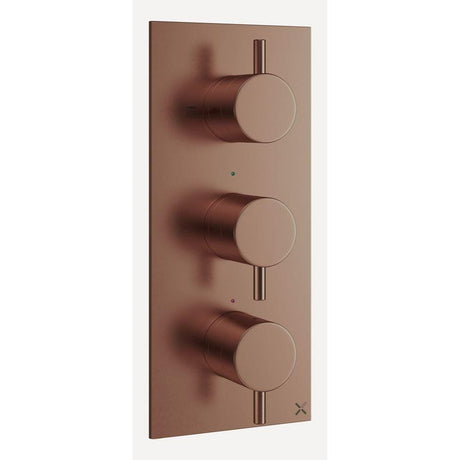 Crosswater Concealed Shower Valve Brushed Bronze Crosswater MPRO 2 Outlet, 3 Handle Concealed Thermostatic Shower Valve