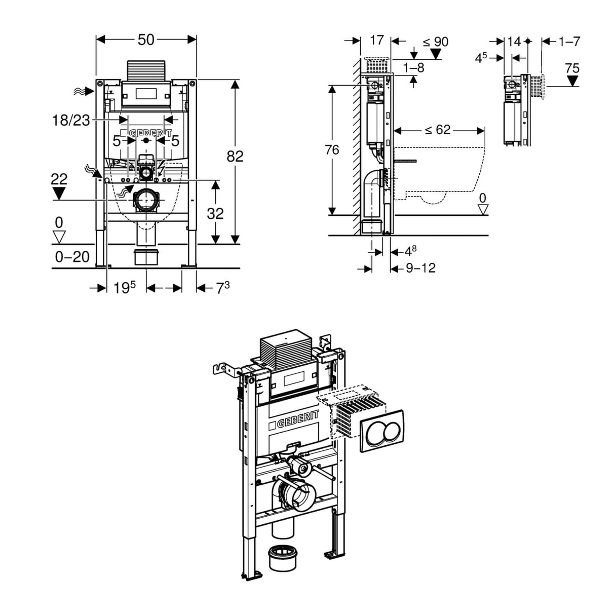 Geberit Concealed Cistern Geberit Duofix Alpha Wall Hung Cistern and Frame 820mm