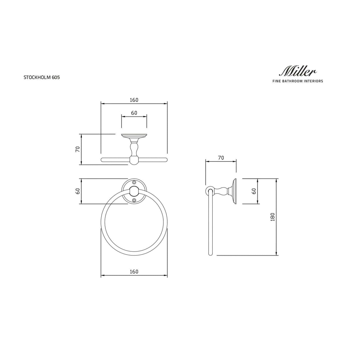 Miller Towel Rails and Rings Miller Stockholm Towel Ring