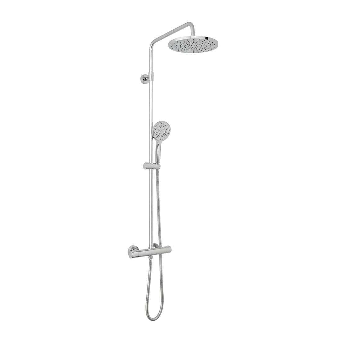VADO Exposed Shower Set Vado Velo Round Thermostatic Adjustable Shower Column in High Polished Chrome