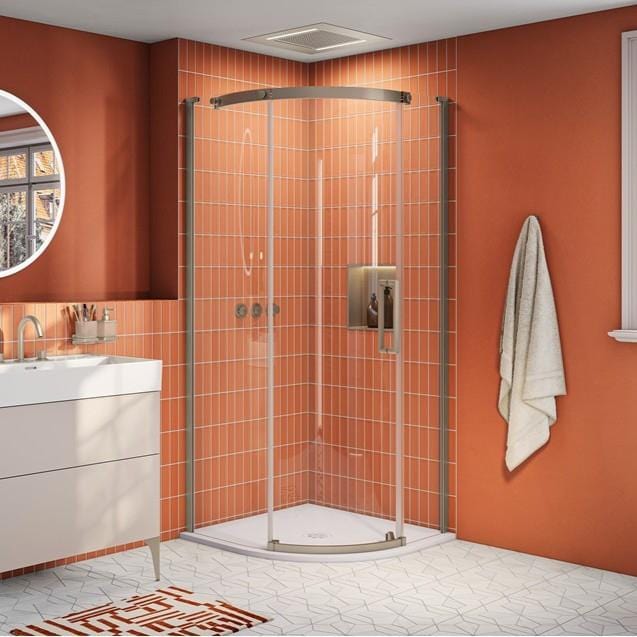 Crosswater Quadrant Shower Enclosure Brushed Stainless Steel / 900 x 900mm / Right Hand Crosswater Optix Single Door Quadrant Shower Enclosure