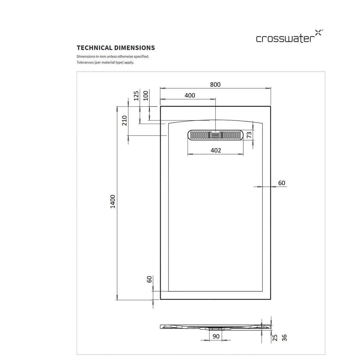 Crosswater Rectangle Shower Tray Crosswater Vito Rectangle 25mm Stone Resin Shower Tray