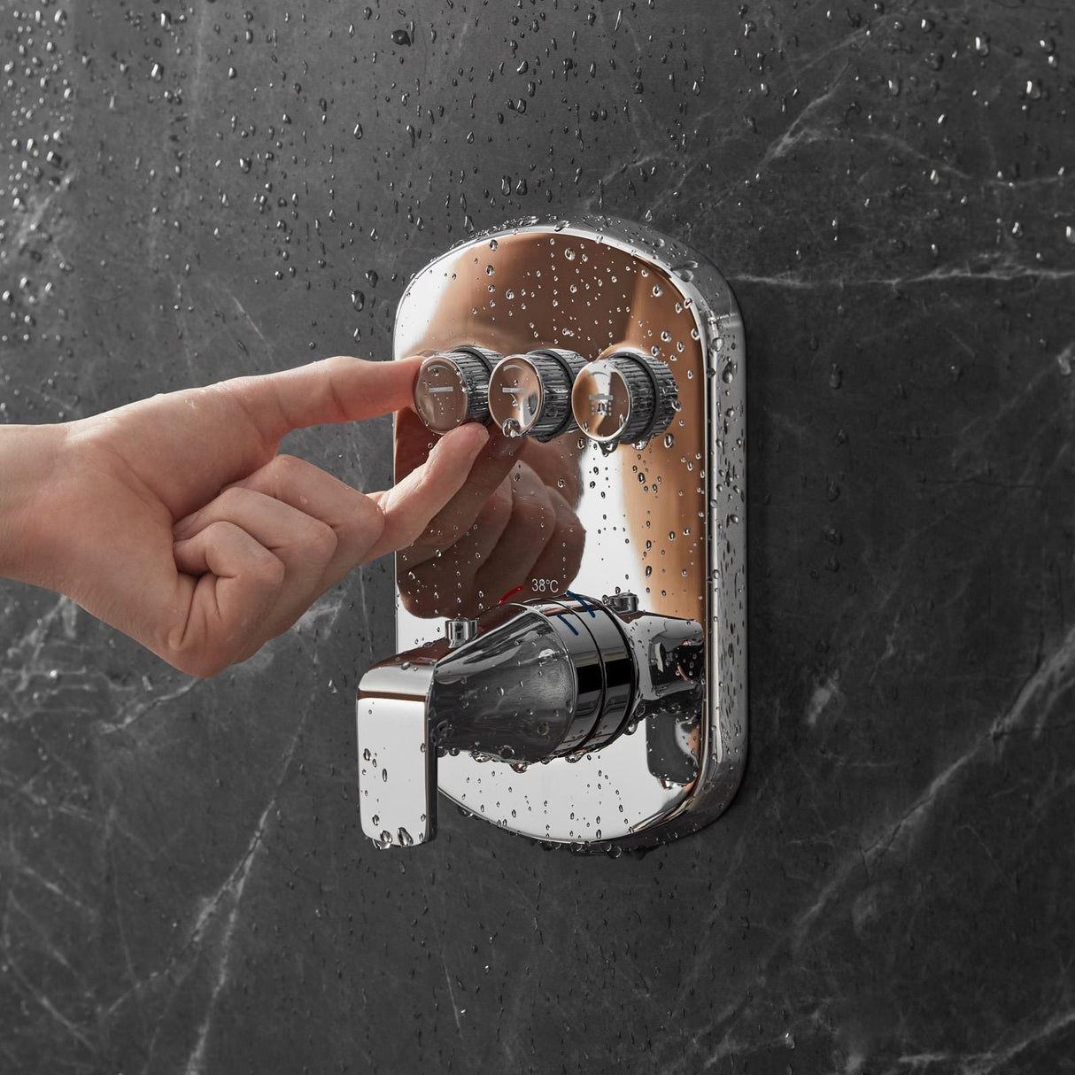 Flova Concealed Shower Valve Flova Fusion 3 Outlet GoClick Finishing Set in Diamond Chrome